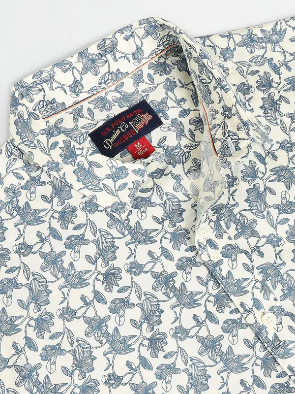 U S POLO ASSN off white cotton shirt