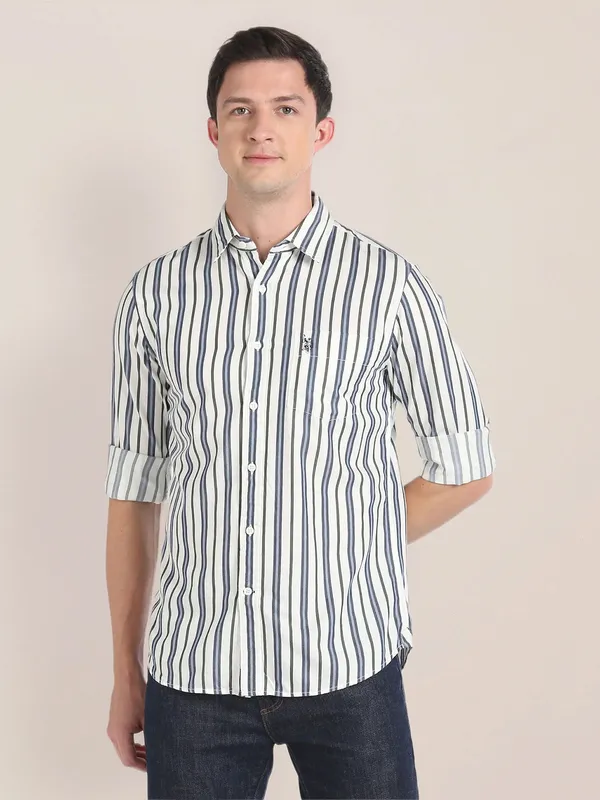 U S POLO ASSN off white stripe shirt
