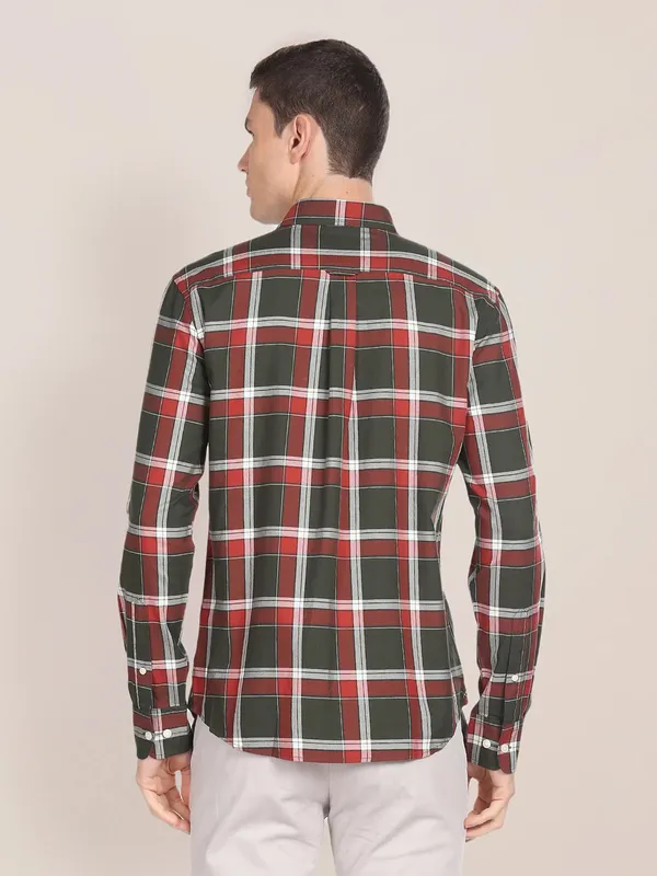 U S POLO ASSN olive check shirt