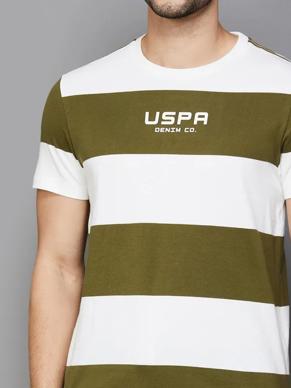 U S POLO ASSN olive green round neck t-shirt