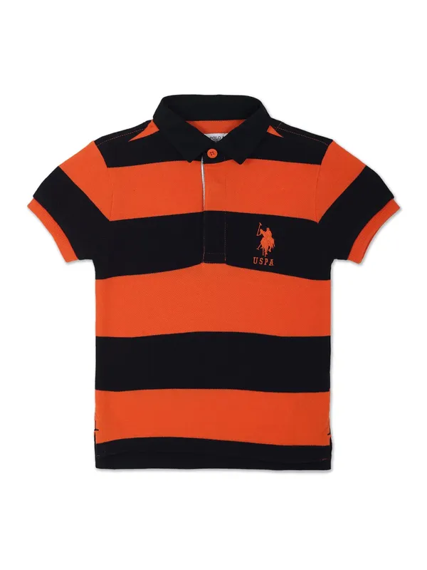 U S POLO ASSN orange and black t shirt