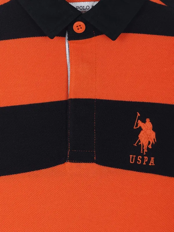 U S POLO ASSN orange and black t shirt