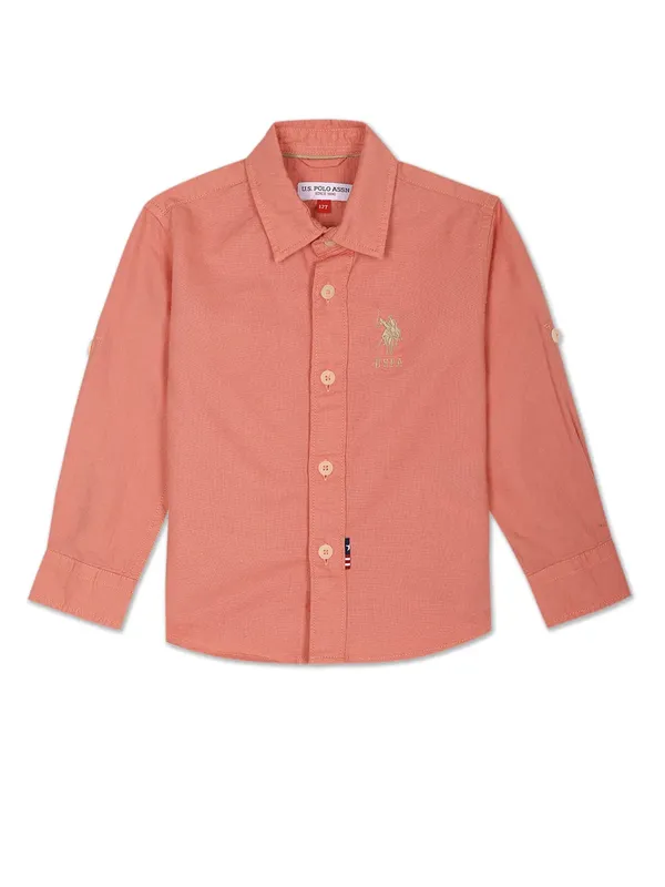 U S POLO ASSN orange plain shirt