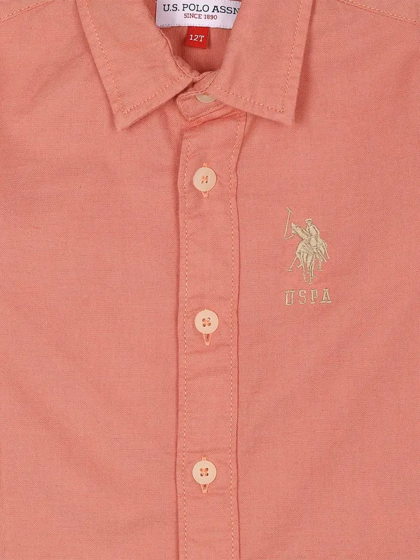 U S POLO ASSN orange plain shirt