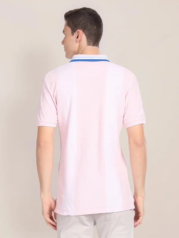 U S POLO ASSN peach polo neck t shirt