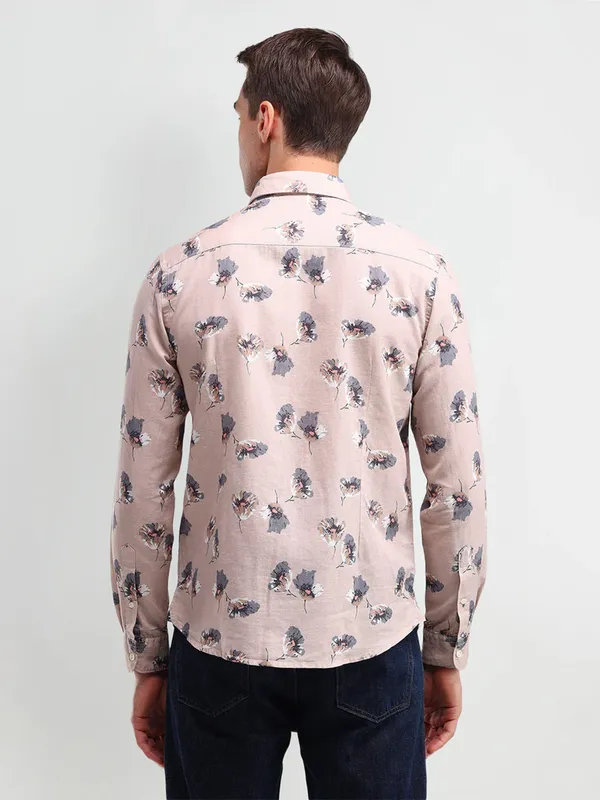 U S POLO ASSN pink printed shirt in cotton fabric