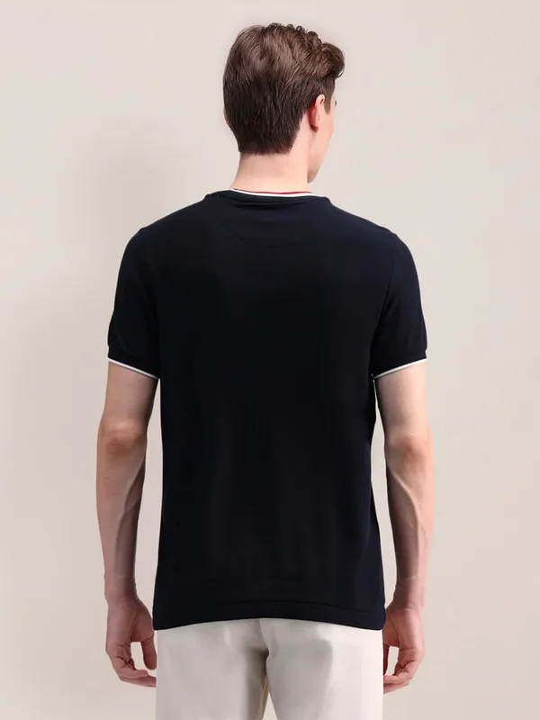 U S POLO ASSN plain black cotton t-shirt  for men