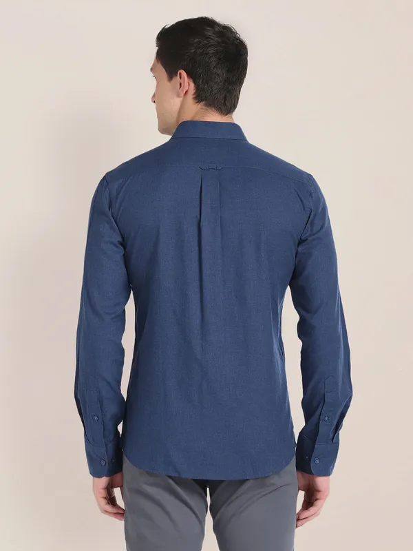 U S POLO ASSN plain blue cotton shirt