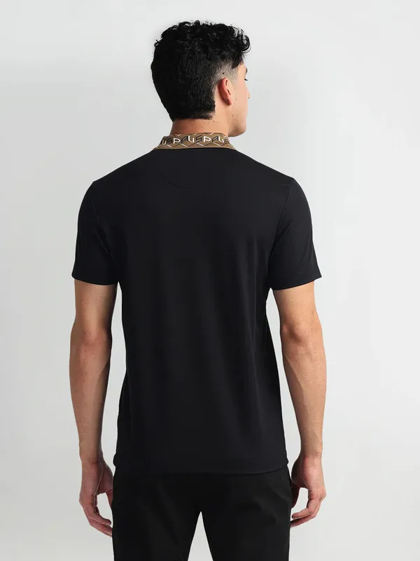 U S POLO ASSN plain cotton black polo t-shirt