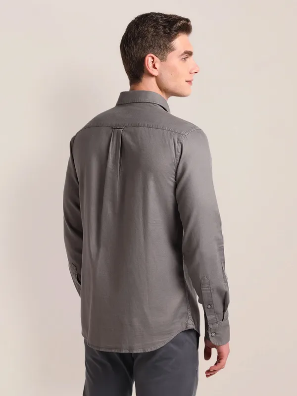 U S POLO ASSN plain cotton grey shirt