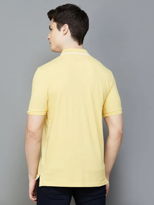 U S POLO ASSN plain cotton t shirt in light yellow