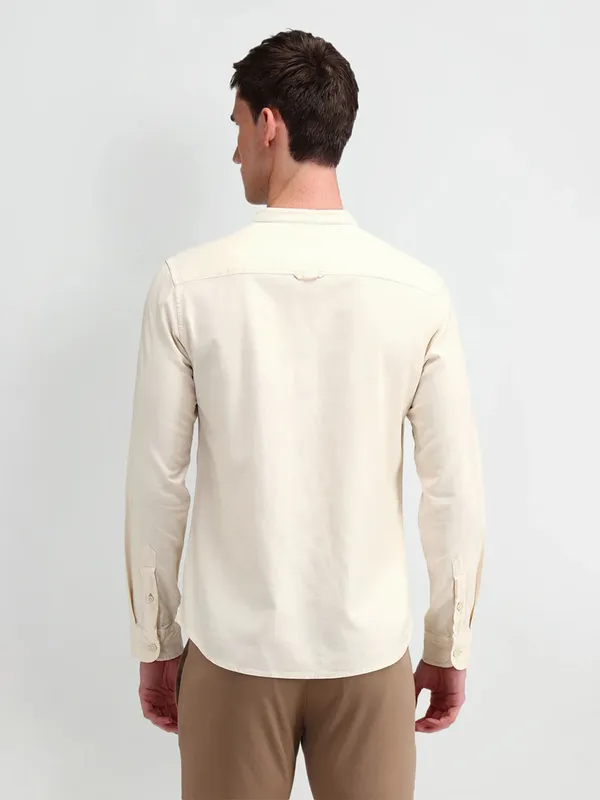 U S POLO ASSN plain cream cotton shirt