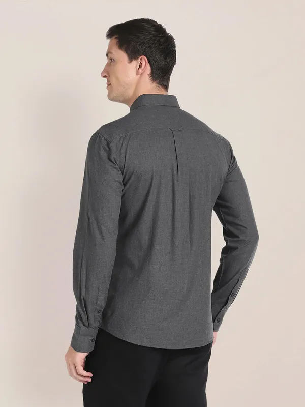 U S POLO ASSN plain grey cotton shirt