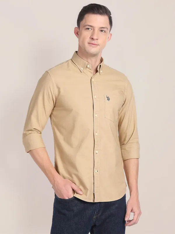 U S POLO ASSN plain khaki shirt