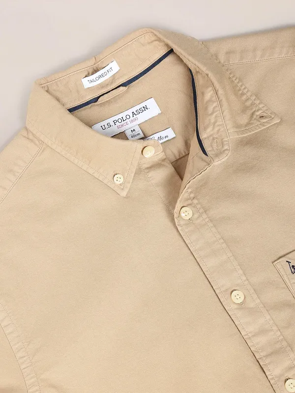 U S POLO ASSN plain khaki shirt