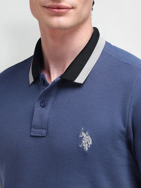 U S POLO ASSN plain navy cotton slim fit t-shirt