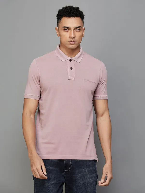 U S POLO ASSN plain pink polo t shirt