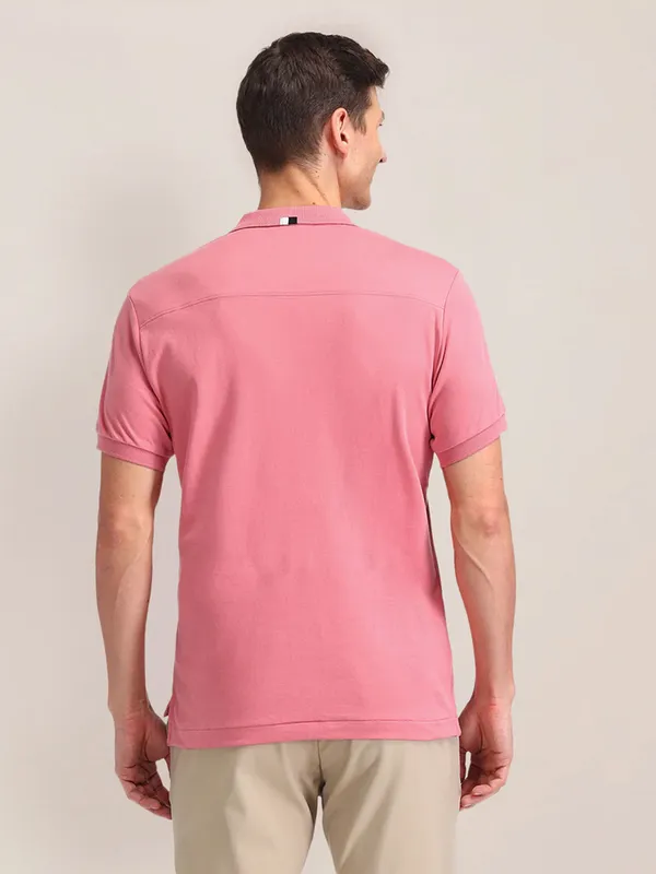 U S POLO ASSN plain pink slim fit cotton t-shirt