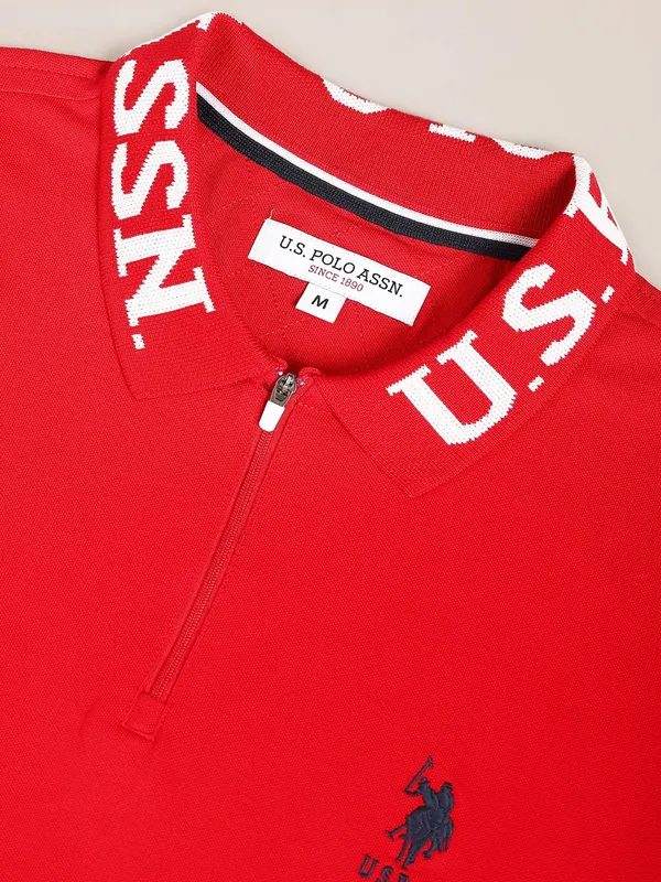 U S POLO ASSN plain red cotton t shirt