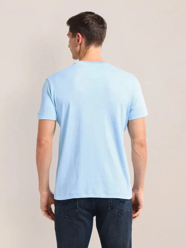 U S POLO ASSN plain sky blue cotton slim t-shirt