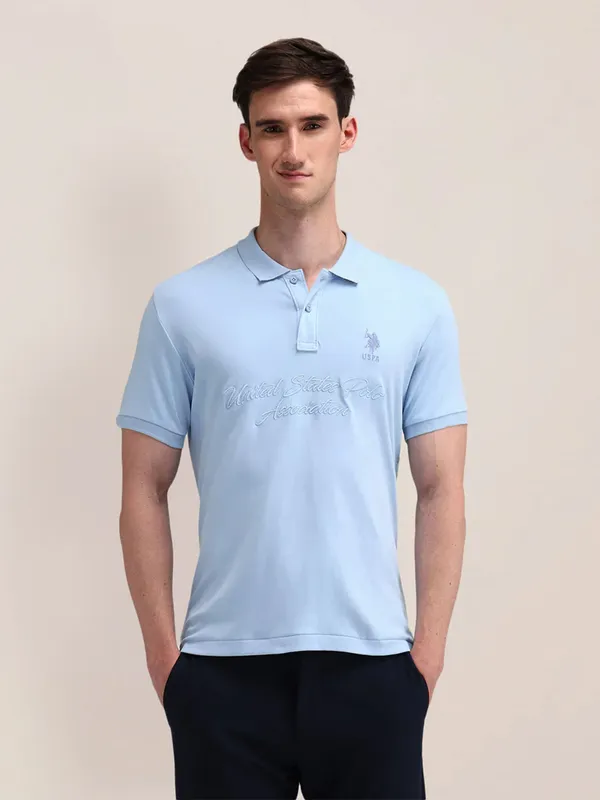 U S POLO ASSN plain sky blue cotton t-shirt