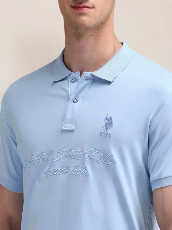 U S POLO ASSN plain sky blue cotton t-shirt