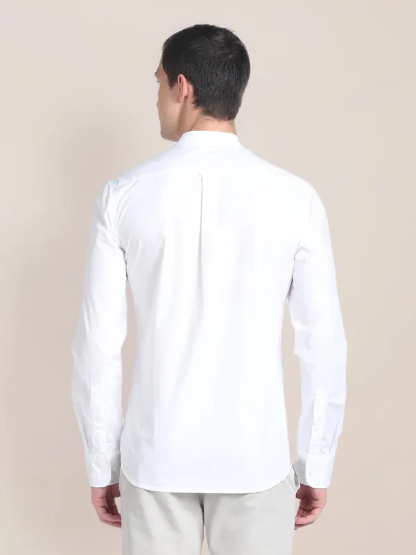 U S POLO ASSN plain slim fit white shirt