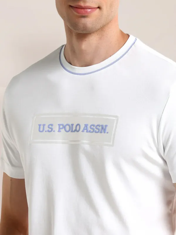 U S POLO ASSN plain white cotton slim fit t-shirt