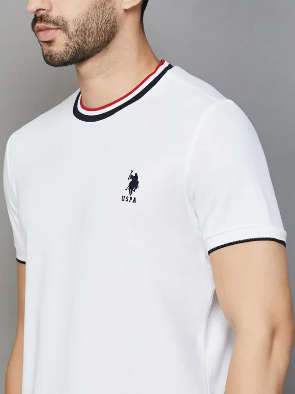 U S POLO ASSN  plain white cotton t-shirt for men