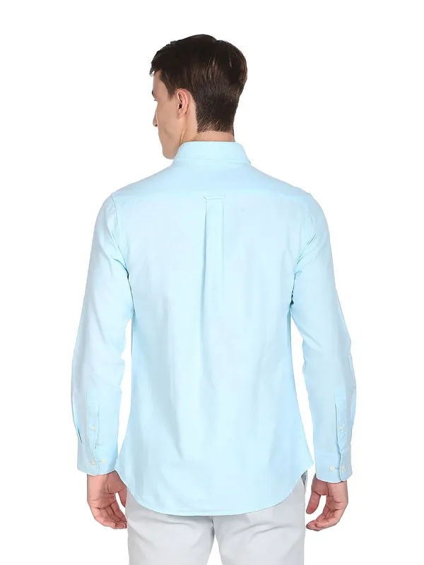 U S POLO ASSN powder blue cotton plain shirt