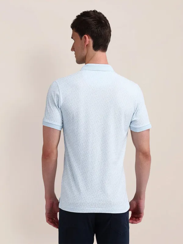 U S POLO ASSN printed light blue t-shirt in cotton fabric
