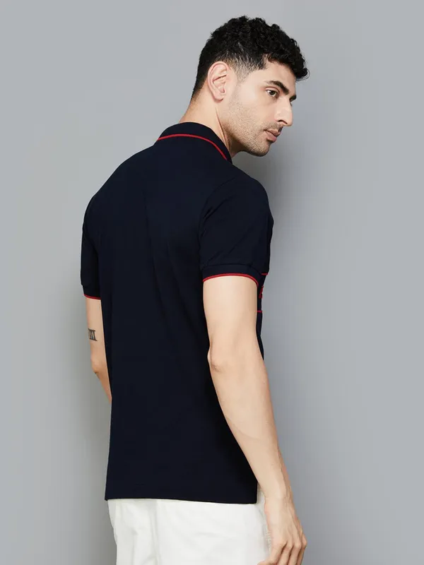 U S POLO ASSN printed navy cotton slim fit t-shirt