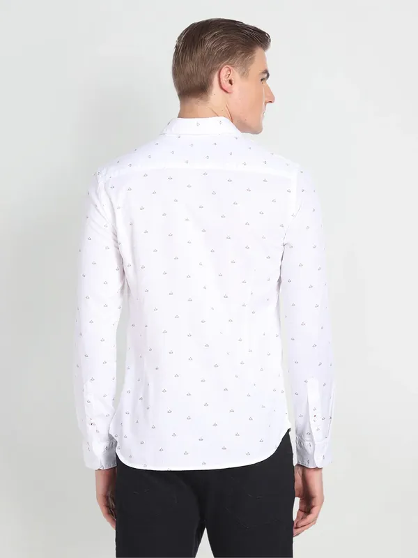U S POLO ASSN printed white cotton shirt