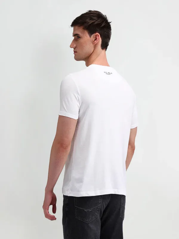 U S POLO ASSN printed white t-shirt in cotton fabric