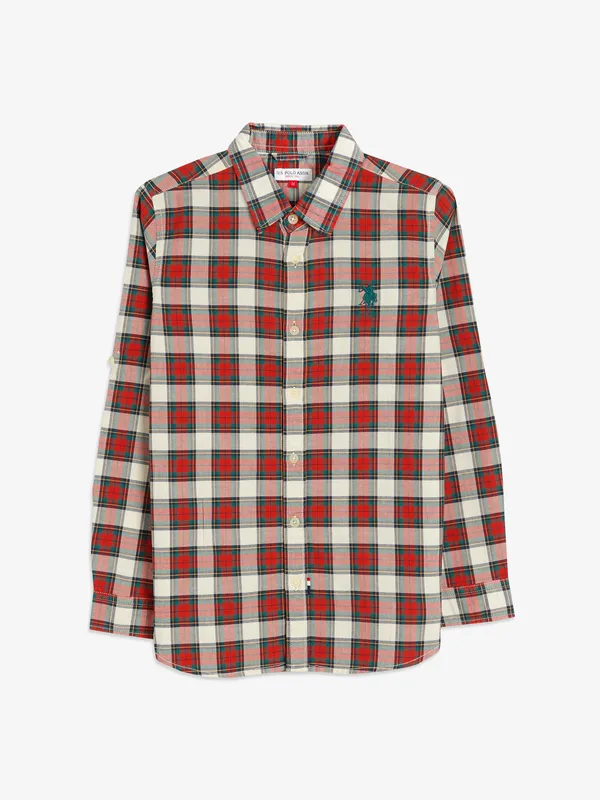 U S POLO ASSN red and white checks shirt
