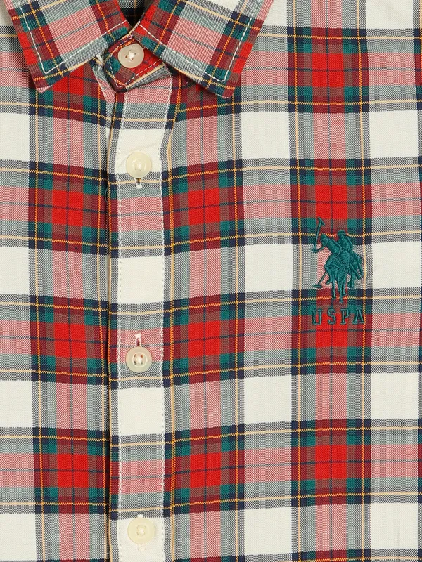 U S POLO ASSN red and white checks shirt
