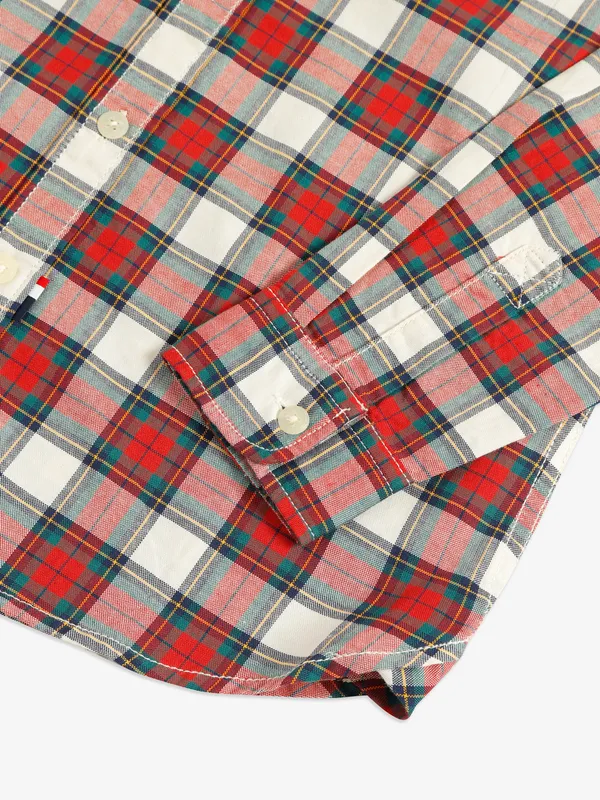 U S POLO ASSN red and white checks shirt