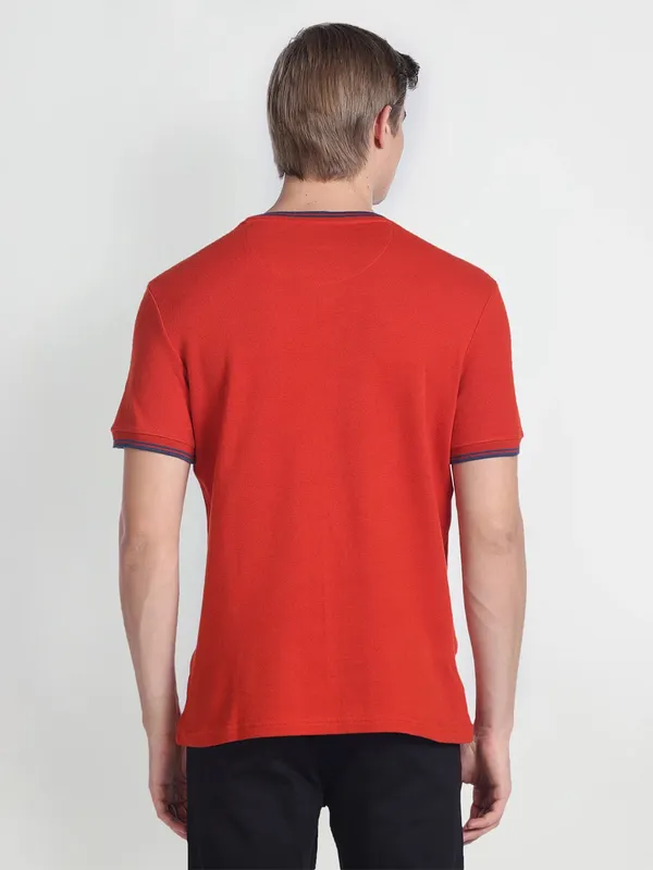 U S POLO ASSN red cotton plain t shirt