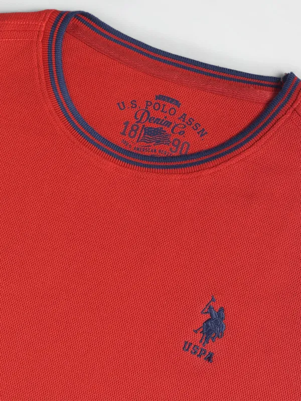 U S POLO ASSN red cotton plain t shirt