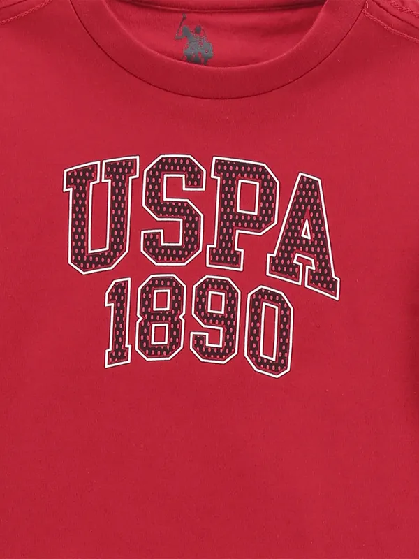 U S POLO ASSN red plain cotton casual t-shirt