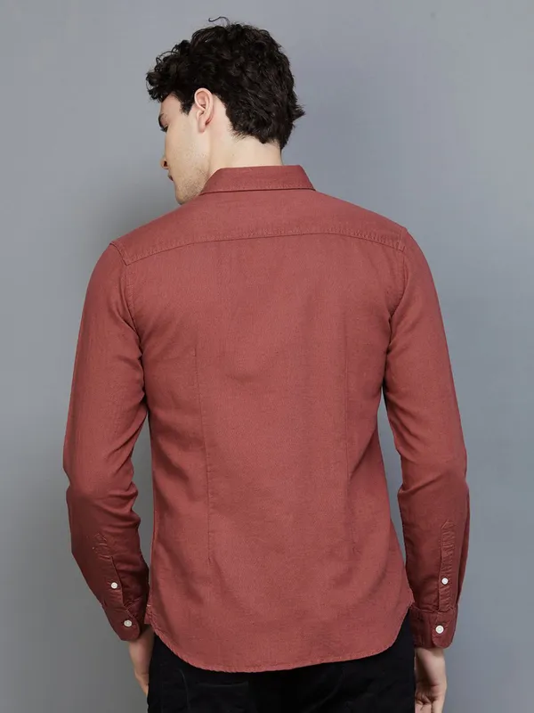 U S POLO ASSN rust orange linen cotton shirt