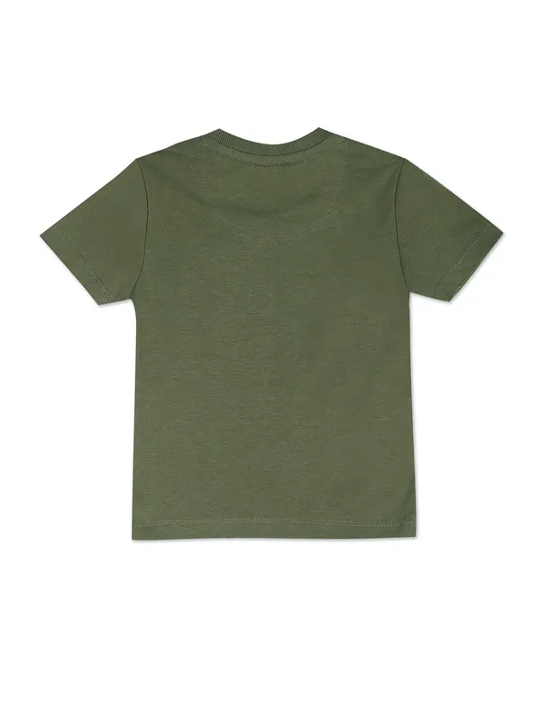 U S POLO ASSN sage green printed t shirt in cotton