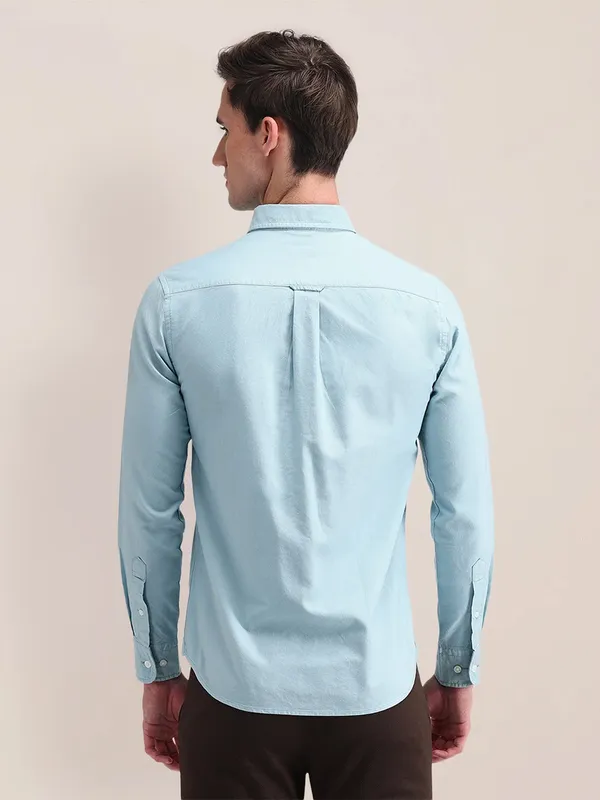 U S POLO ASSN sky blue plain cotton shirt
