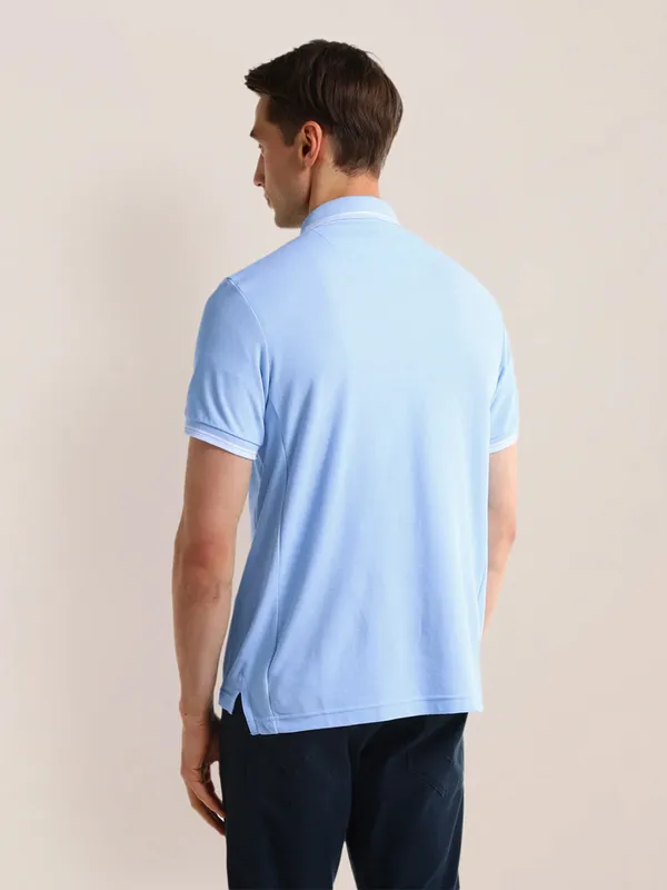 U S POLO ASSN sky blue plain cotton slim fit t-shirt
