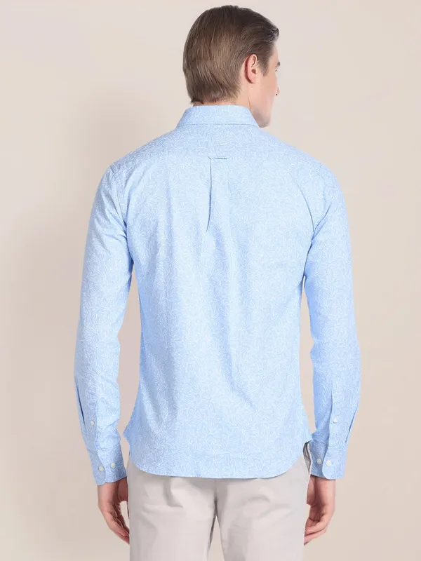 U S POLO ASSN sky blue printed shirt