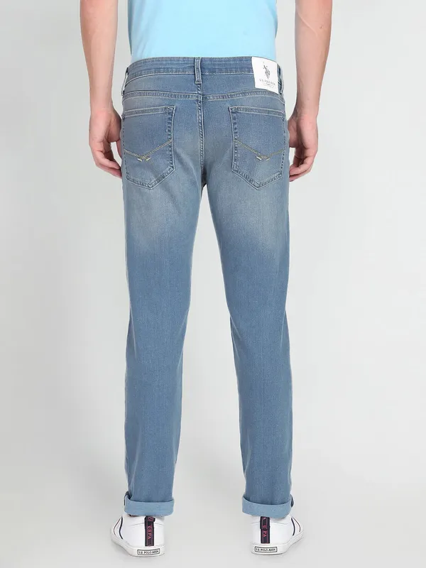 U S POLO ASSN sky blue washed skinny fit jeans
