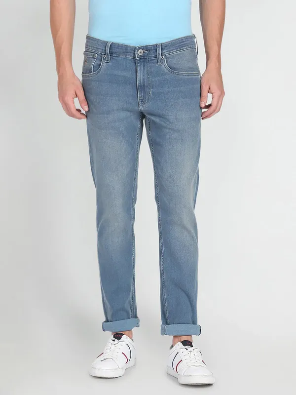 U S POLO ASSN sky blue washed skinny fit jeans