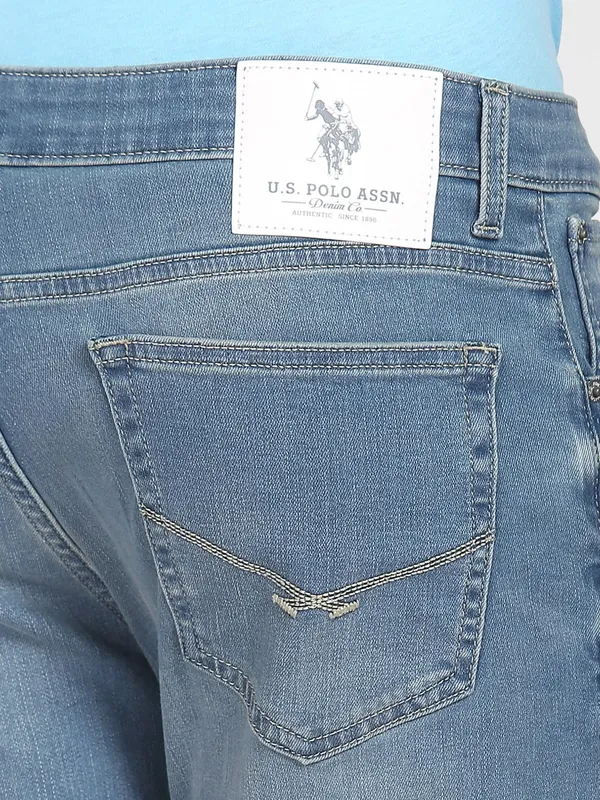 U S POLO ASSN sky blue washed skinny fit jeans
