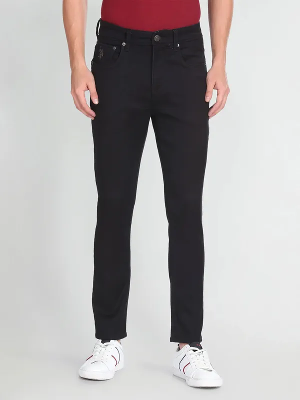 U S POLO ASSN solid black slim fit denim jeans