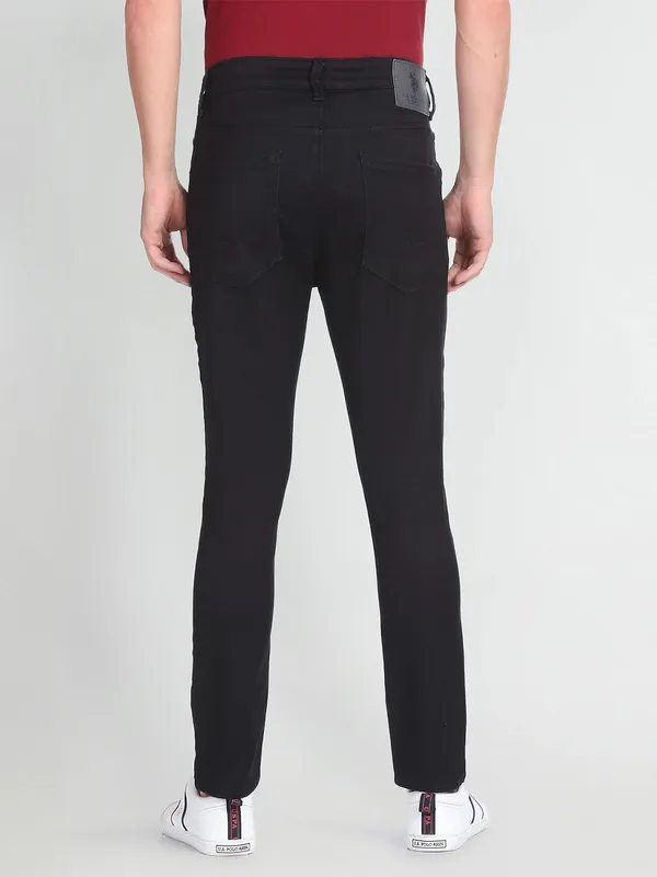U S POLO ASSN solid black slim fit denim jeans